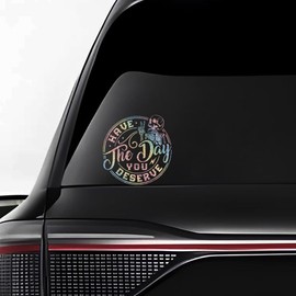 Car Decals Deco Have The Day You Deserve Decal Vinyl Sticker Sparkling Decorate Auto Car Truck Wall Laptop Window Motorcycle Bumper Funny Skeleton Sticker 5.91" x 5.98" Bling Colorful