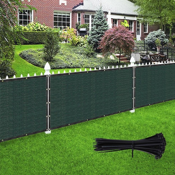 Zip Cable Ties and 6' x 16' Green Privacy Screen