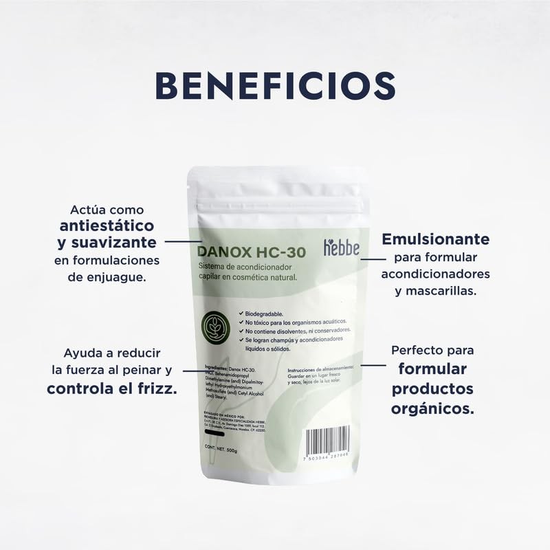 Hebbe - Danox HC-30, Emulsionante y Acondicionador Natural para Cosméticos,