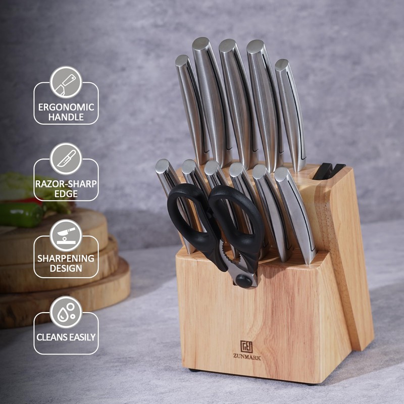 Kitchen Knife Set, Professional 13 Piece Knife Set with Block