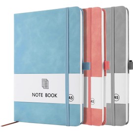 3 Pack Lined Journal Notebooks for Women & Men, A5 Thick Journals 200 Pages for Writing Ruled Notebook for Writing, School Note Taking, Business Work or Travel (Pink+Grey+Blue)
