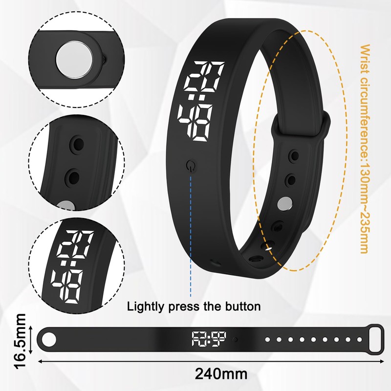 Bracelet Alarm Clock Black Vibration Alarm Clock Bracelet Alarm Clock