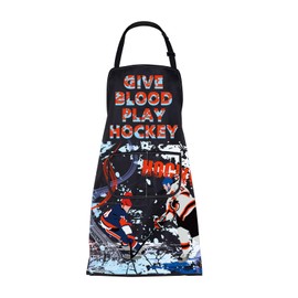 FUSTMW Hockey Gifts Apron with Pockets Ice Hockey Gifts Hockey Cooking Kitchen Grill Apron Gift for Hockey Player Apron (hockey apron)