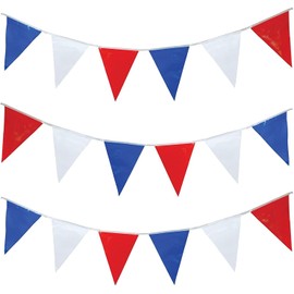10M Red White and Blue Bunting Garland Union Jack Banner Party Decorations Supplies Sporting Events Pub Bbq Royal Theme French USA 20 Flags