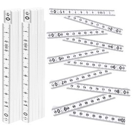 Set of 2 folding rulers, 1 metre mini folding ruler made of plastic, plastic folding ruler with 90°/180° angle locking, 10 links for home, hobby and workshop, folding ruler, metre stick