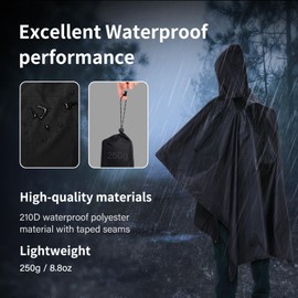 LIXADA Military Rain Poncho, Multi Use Rip Stop Camouflage Rain Coat, Waterproof Lightweight Hooded Raincoat, Heavy Duty Adult Poncho Rain Suit Camo Rain Gear for Men Women Hunting Hiking