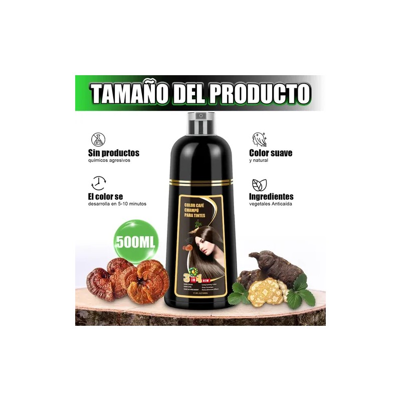 Shampoo Tinte Instantaneo Cubre Canas Extracto Plantas 500ml