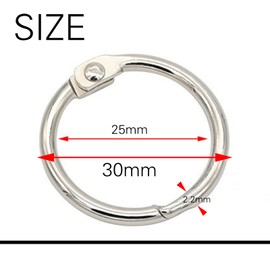 Aiweijia 25 pcs 25 mm Binder Rings, High Quality Office Binder Metal Binder Ring Made，Nickel-Plated Metal Rings for Cards, Flash Cards