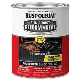 Rust-Oleum 344763 Automotriz 2 en 1 Reforma y sello de óxido, cuarto de galón, color negro