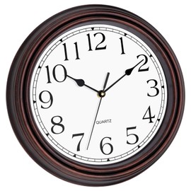 Foxtop 12 Inch Wall Clocks Battery Operated Silent Non-Ticking Classic Vintage Retro Wall Clock Decorative for Office Living Room Kitchen Home (Bronze)