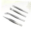 Baluue 4pcs Steel Tweezers Set Multifunctional Thickened Pointed Tweezers for
