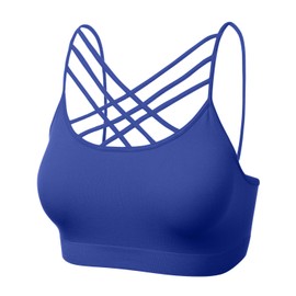 brasier deportivo para mujer con tirantes cruzados, bandeau sin aros, sin tirantes, 102-denim Blue-1, G-EG