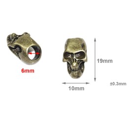 10pcs Antique Brass Charm Metal Skull Beads Outdoor Camping Paracord Knife Lanyards Paracord Bracelet DIY Craft Jewlery Make Accessory #FLQ053(Mix-s) (Antique Brass)