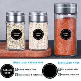180 Spice Labels for Food Containers, Chalkboard Labels for Jars,Spice Labels Stickers Preprinted Pantry Labels,Small Chalk Labels Spice Jar Labels-Round 168 Printed,12 Blank Stickers,1 Erasable Chalk