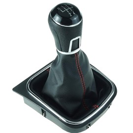 Do!LED Gear Knob Gear Stick Boot 5 Gears Red Stitching