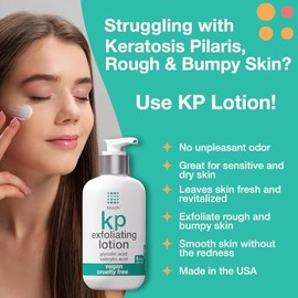 Touch Keratosis Pilaris Treatment 12% Glycolic Acid & 2% Salicylic Acid Exfoliating Lotion - Moisturizing Cream Smooths Bumps Away And Gets Rid Of Redness, 8 Ounce