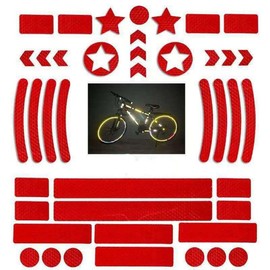 Reflector Sticker, Reflector Sticker Bicycle, Reflective Sticker Reflective Tape for Safety Marking of Prams, Bicycles, Helmets with Stickers, Highly Reflective (Red)