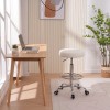 VECELO Round Rolling Stool with Footrest & Wheels Height Adjustable