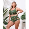 Hanna Nikole Women's High Waisted Ruched Plus Size Bikini Swimsuits