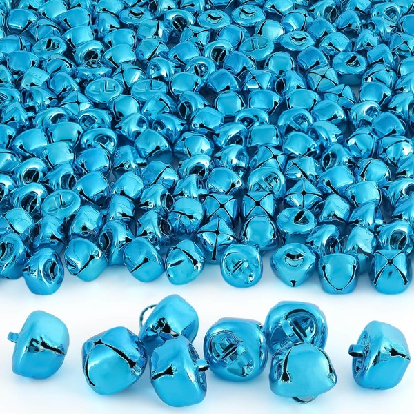 Jingle Bells for Crafts, 120 Pcs Large Jingle Bells Bulk, 0.6 Inch Christmas Decorative Crafting Bells for DIY Festival Home Wreath Christmas Party Decoration (Blue)