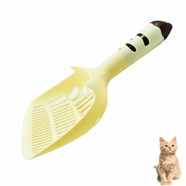 MAEELOU Durable Plastic Cat Litter Scoop - Easy Clean Kitty Litter Box Pooper Scooper for Effortless Waste Removal (Brown)
