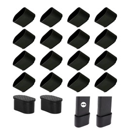 Pack of 24 Chair Leg Caps, Protective Caps for Chair Legs, 40 x 20 mm, Rubber Furniture Leg Cups, Non-Slip and Noise Reduction for Hardwood Floors, Round, Black, Oval