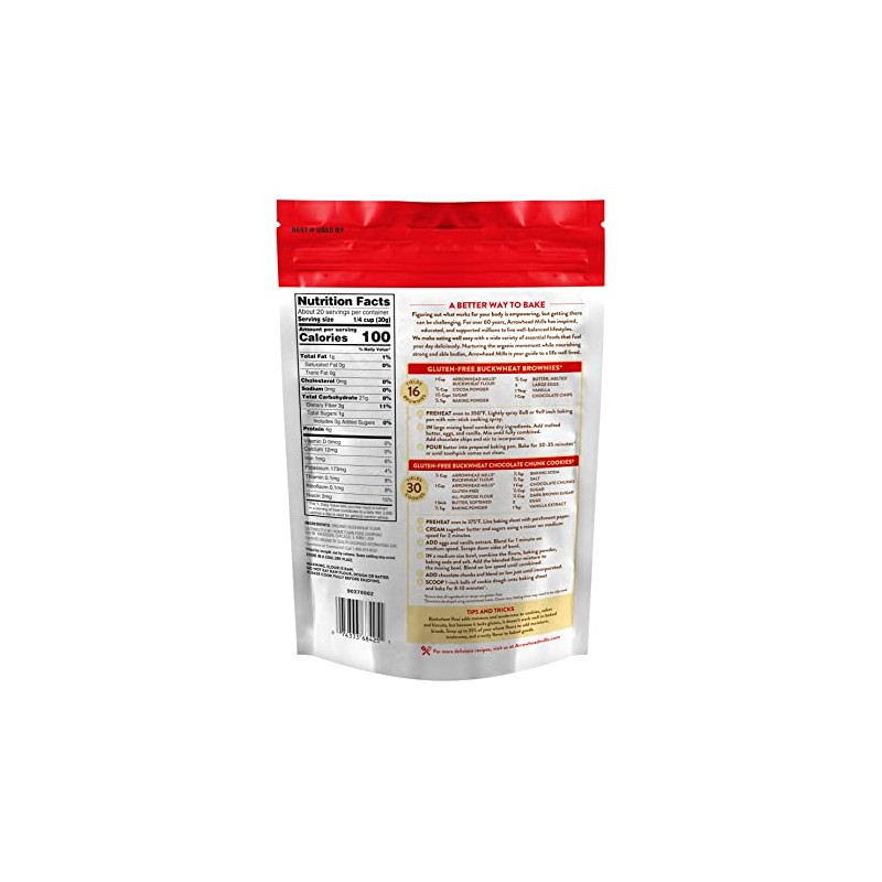 Arrowhead Mills Organic Buckwheat Flour, Gluten Free, 22 Ounce Bag