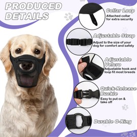 Dog Muzzle, Soft Air Mesh Muzzle for Small Medium Large Sized Dogs, Front Opening Design, Anti Biting Barking Chewing Scavenging, Breathable, Adjustable, Allows Panting Drinking(Black, L)