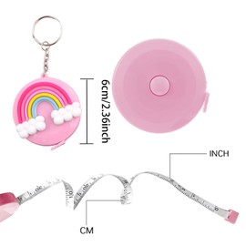 2 Pieces Retractable Tape Measure, Cartoon Animal Body Measuring Tape, Portable Cartoon Tape Measure, Cartoon Tape Measure with Keyring, Tape Measure Tool for Fabric Sewing