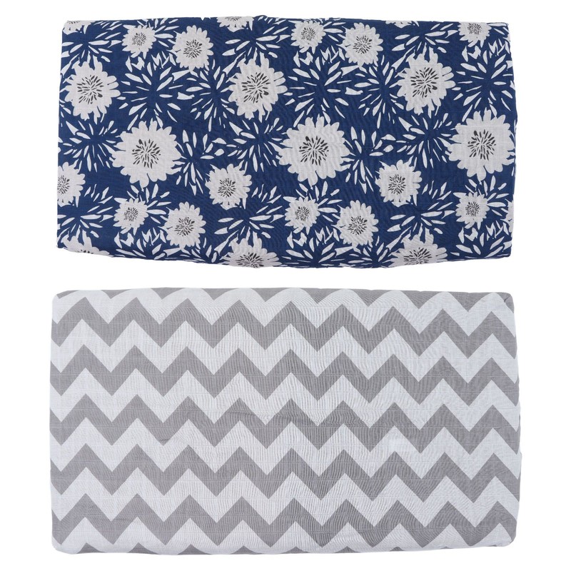 2Pcs Baby Crib Sheets Cotton Yarn Detachable Print Fitted Crib