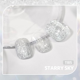 GAOY Glitter Gel Nail Polish, 16ml Silver Sparkly Gel Polish, Diamond Shiny Glitter UV Gel for Nail Art, Soak Off Nail Polish Home DIY Manicure, 1185