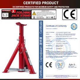 3 ton Car Axle Jack Stand Adjustable Folding Pipe jackstands Height Lift Support Jack Stand Mount Car Accessories Repair Tool(Red)