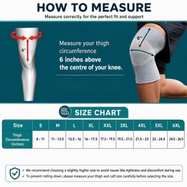 Wonder Care Bamboo Knee Sleeves for Men/Women, Support for Running, Gym, Badminton, Sports, Compression | Perfect Knee Brace for Pain and Enhanced Comfort (L)
