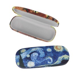 Milisten 2Pcs Estuche de Anteojos de Cáscara Dura Estuche de Anteojos de Cuero Vincent Van Gogh Girasol Noche Estrellada Pintura Gafas de Sol Titular de Gafas de Lectura