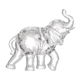 Ideen mit Herz Crystal elephant, decorative figure, collectible figure, faceted, clear, 7 cm x 6.6 cm x 2.7 cm