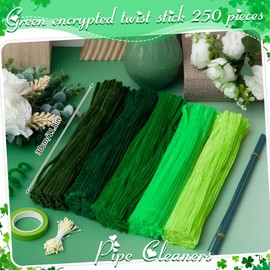 Peryiter 371 Pcs Pipe Cleaners Set 12 Inch Pipe Cleaners Chenille Stems Craft Supplies Bulk for Tulip Bouquet Making, Art DIY Craft Projects Creative Gift Party Decorations (Green)