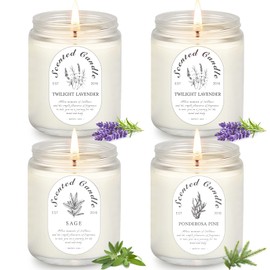 Lavender Candle Gift Set, 4 Pack Soy Wax Scented Candles for Home – Lavender, Sage & Ponderosa Pine – Aromatherapy Candles for Relaxation, Stress Relief & Christmas Gifts for Women