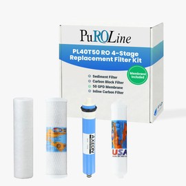 PuROLine PL40T50 RO Replacement Filter Kit with RO Membrane Cartridge Under-Sink Water Filtration System
