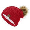 Durio Satin Lined Beanie Pom Pom Satin Lined Winter Hats