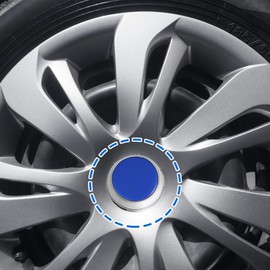 ACROPIX 66mm Outer Diameter 6 Clips Car Wheel Tyre Center Hub Caps Covers for Vehicle Silver Tone Blue - Pack of 4