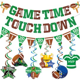 Yavxzvbw Superbowl Party Decorations 2024 Football Game Time Touch Down Banner Football Party Decorations Sports Party Decorations Super Bowl Football Party Supplies
