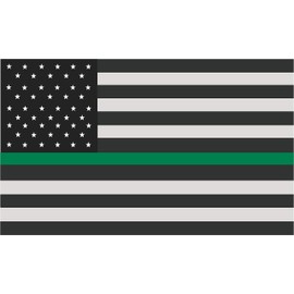 Thin Green Line Subdued American Flag Military Federal Agent Sticker (3" x 1")
