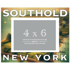 R and R Imports Southold New York Souvenir Wooden Photo Frame Matted 4 x 6 Inch - Full Color Destination Design Keepsake Single