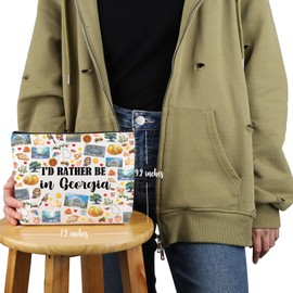 PYOUL Georgia State Souvenirs Geschenk I'd Rather Be in Georgia Make-up-Tasche Georgia Home Kosmetiktasche Georgia Tourismus Geschenk, Be in Georgia Bag