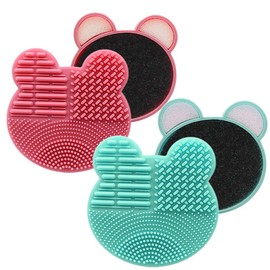 2Pack Color Removal Sponge, 2 in 1 Dry Makeup Brush Quick Cleaner Sponge - Make up Brush Cleaning Pad Mat (Pink+Mint Green)