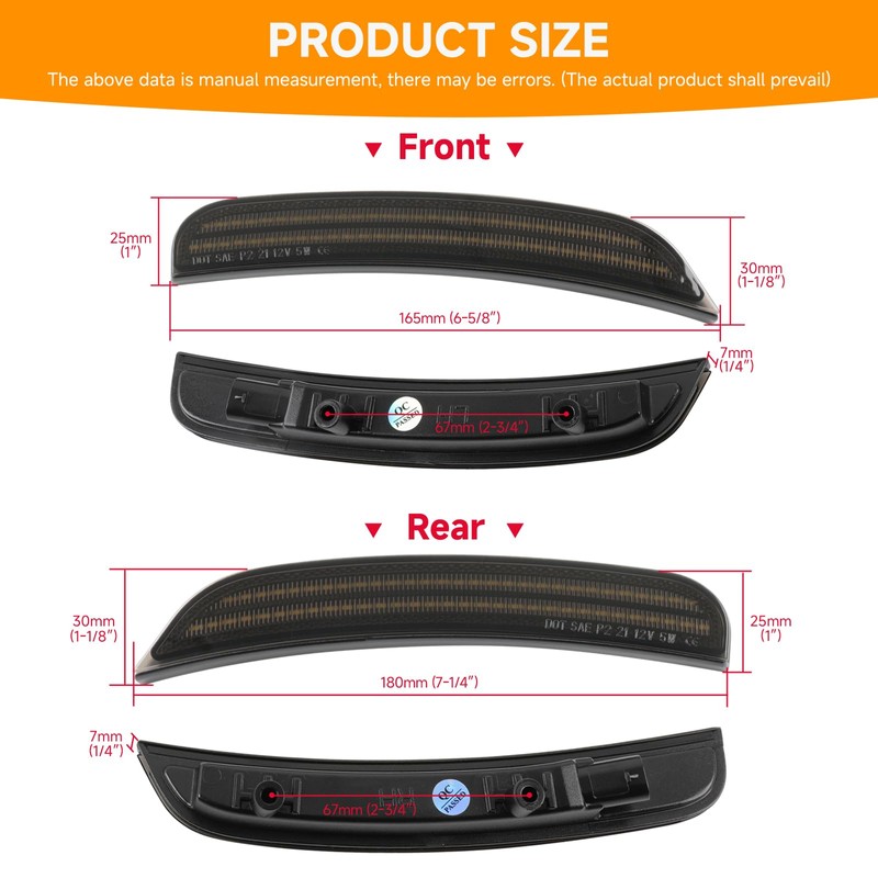 DREAMOTOR 4PCS LED Side Marker Lights Compatible with 2015-2023 Dodge