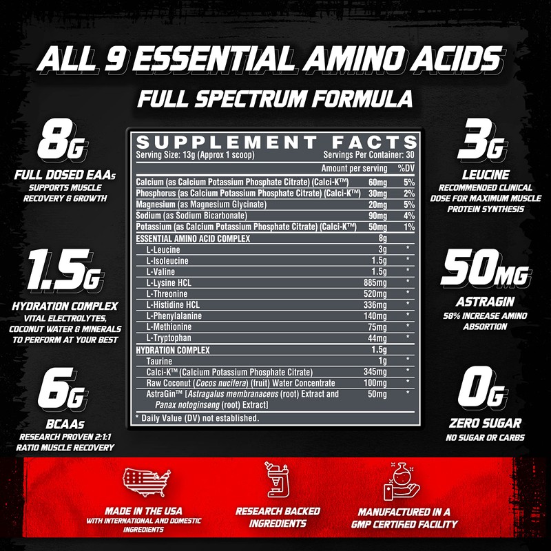Nutrex Research EAA Hydration | EAAs + BCAA Powder |