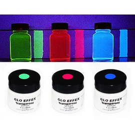 Invisible Transparent UV Reactive Blacklight Paint - (3 - Color Pack)