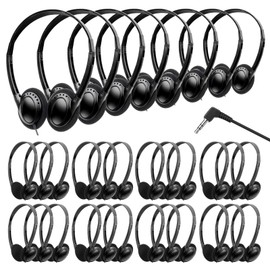 Wensdo Classroom Headphones Bulk 50 Pack for Kids School Students Teens Toddler Childern and Adults-Wholesale Earphpones (Black)