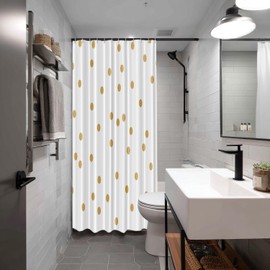 Batmerry Golden Polka Dot Decor Shower Curtain,Golden Polka Dot On Beige Paper Bathroom Decor Polyester Fiber Plastic Rings Quick-Drying Waterproof for Bathtubs/Bathroom, 72x72 inches